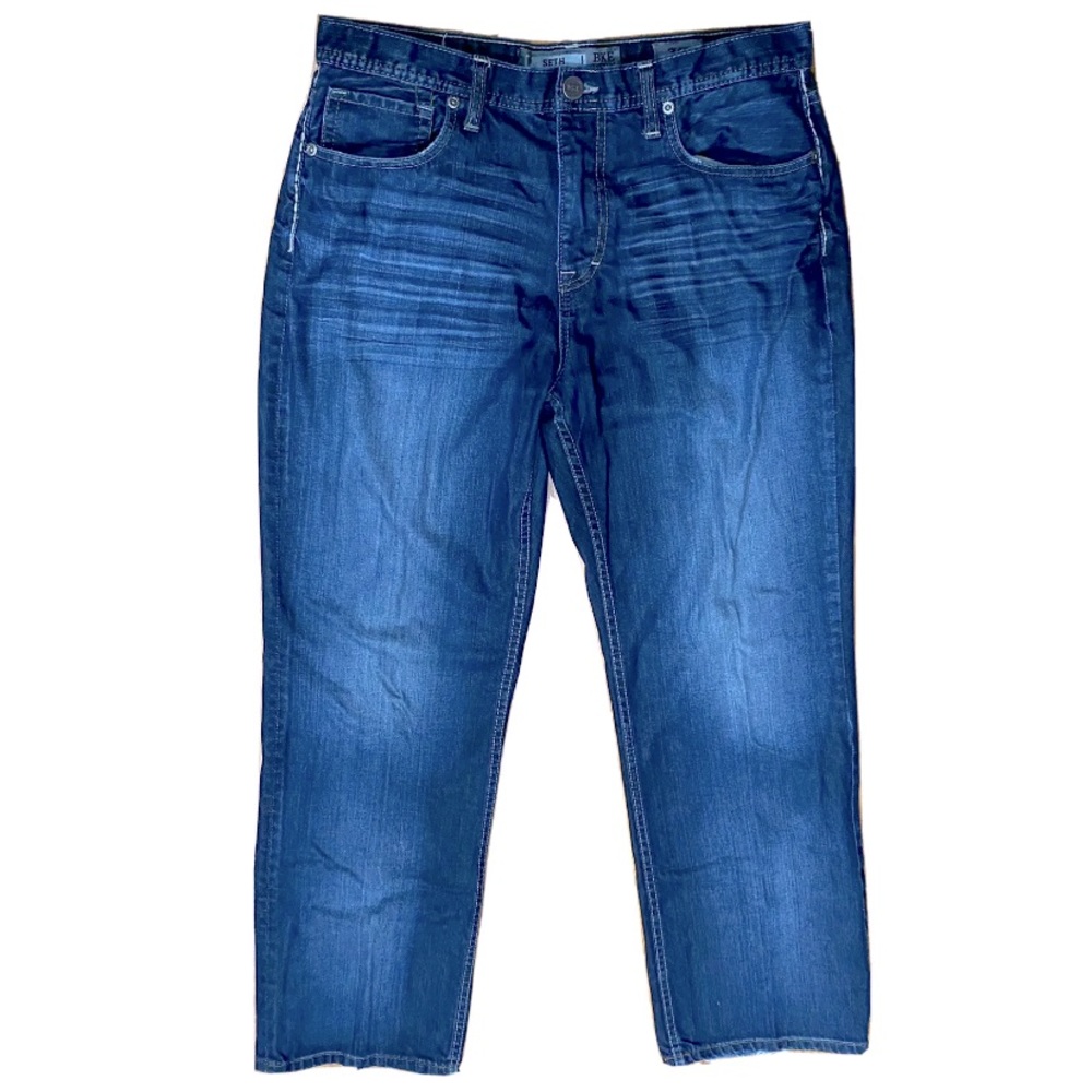 BKE Seth Straight Leg Jeans Mens 34R Blue Denim - actual 35x33 100% cotton